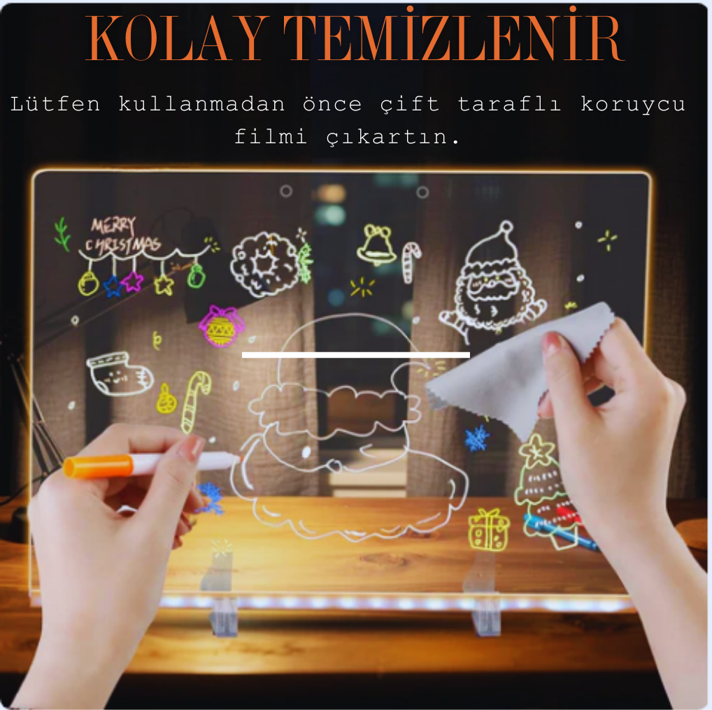 LUMİPAD™- Sihirli Işıklı Çizim Tableti (7 Renkli Kalem Hediyeli)