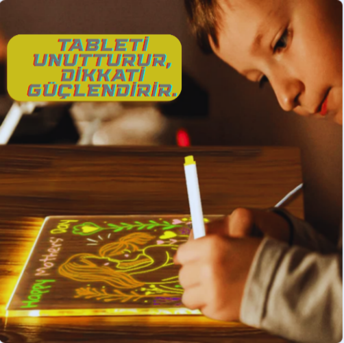 LUMİPAD™- Sihirli Işıklı Çizim Tableti (7 Renkli Kalem Hediyeli)